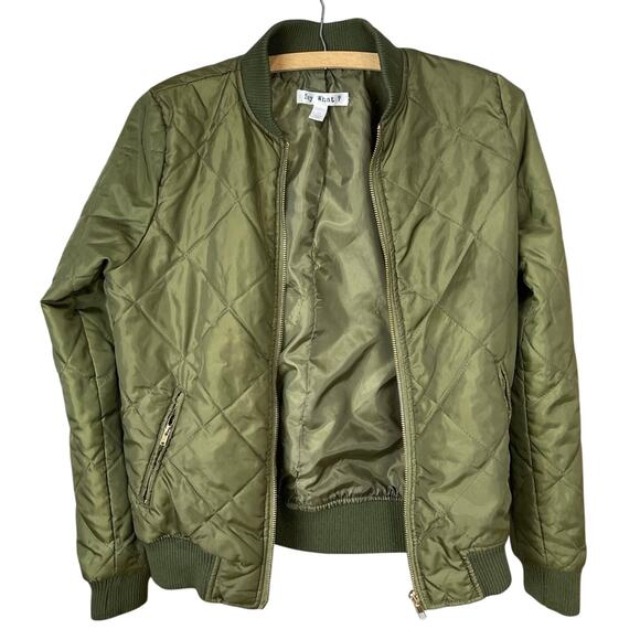 Say What? Jackets & Blazers - Women's Say What Olive Green Full-Zip Lightweight Bomber Jacket - Size XS